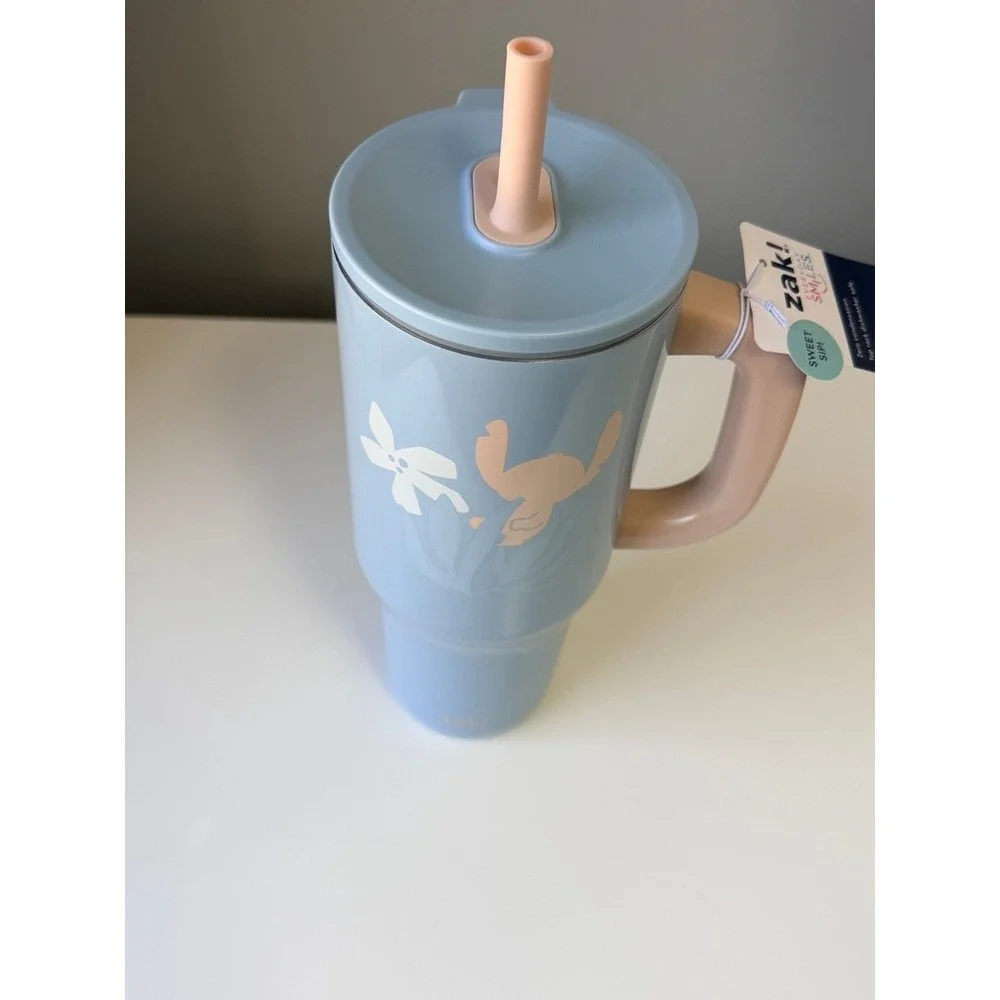 Disney Stitch Tumbler Zak Designs 40oz Blue Handle Straw‎ NWT